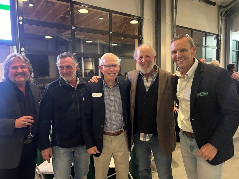 Gathered at the 25th anniversary celebration are (l-r) Russ McCabe, SCLT trustee emeritus; Mark Chura, SCLT director of conservation; John Schroeder, Delaware Open Space Council chair and former SCLT trustee; Dennis Forney, former SCLT board chair; and Casey Kenton, SCLT board secretary.